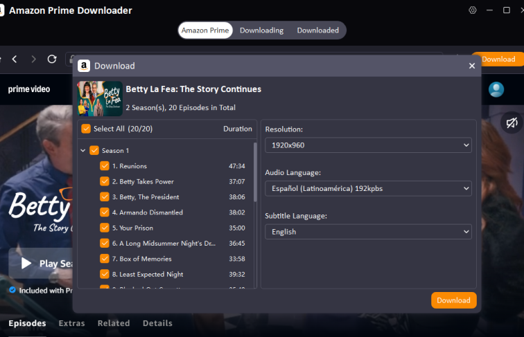 choose download setting