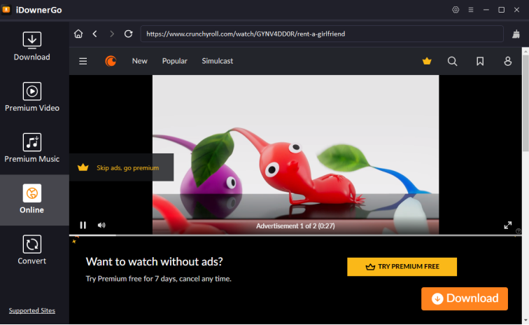 play crunchyroll movie