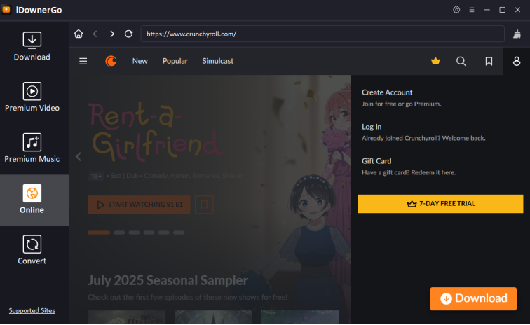 select crunchyroll downloader