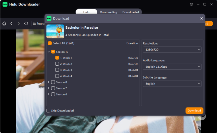 choose download setting