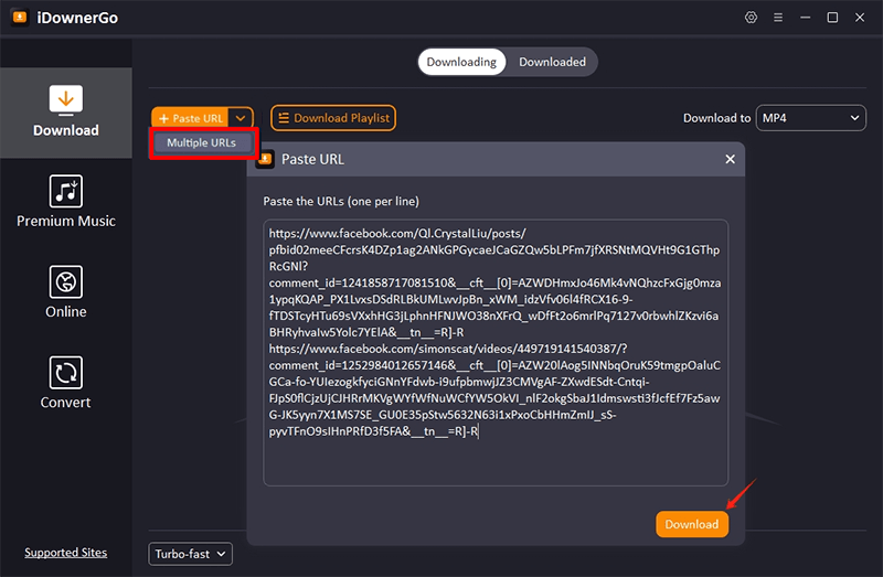 bulk download facebook comment video