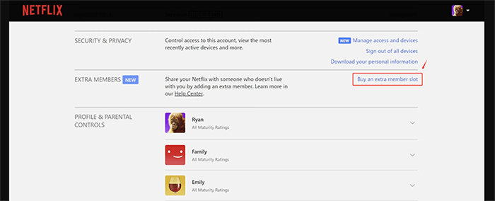 buy extra netflix member