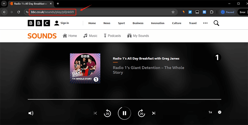 copy bbc sounds track url