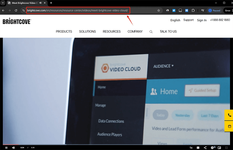 copy brightcove video url