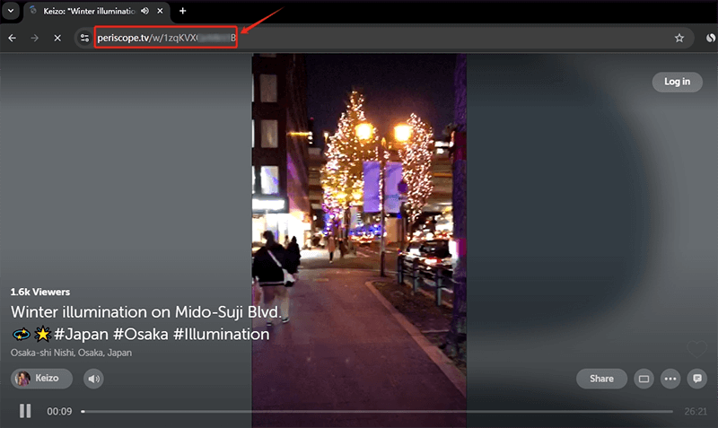 copy periscope video url