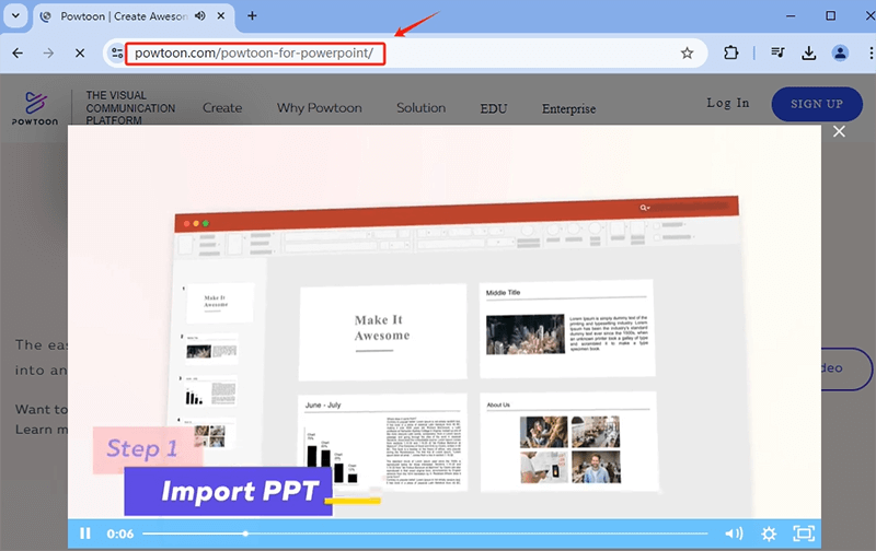 copy powtoon video url