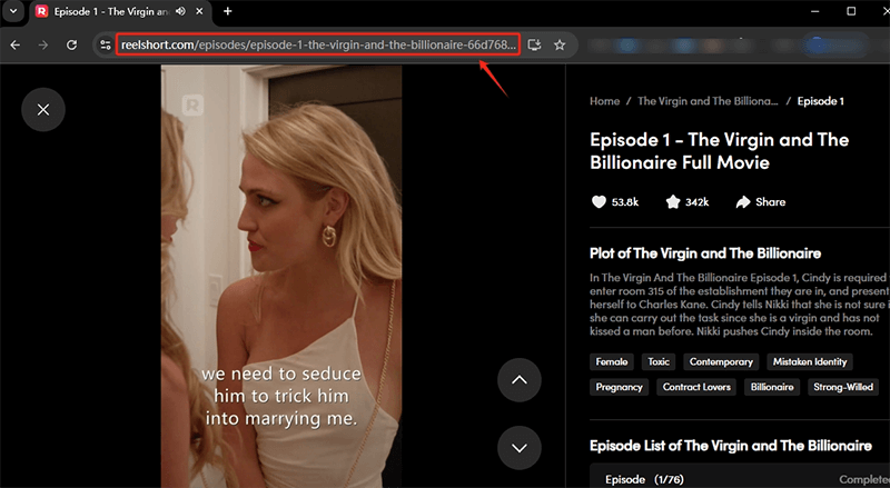 copy reelshort video url