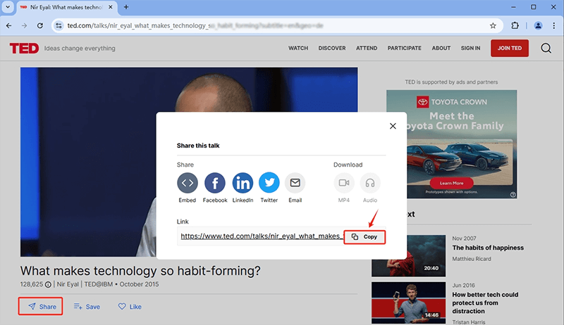copy ted talk url