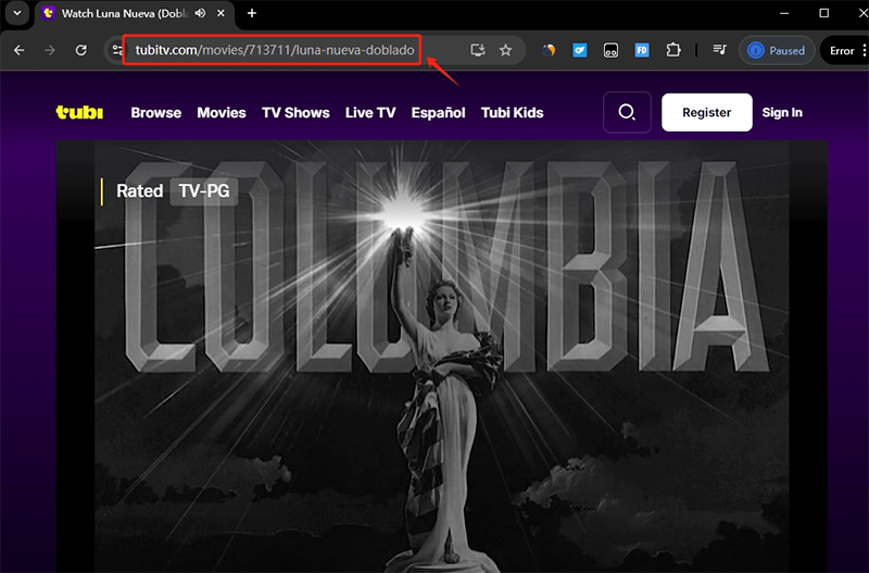 copy tubi movie url