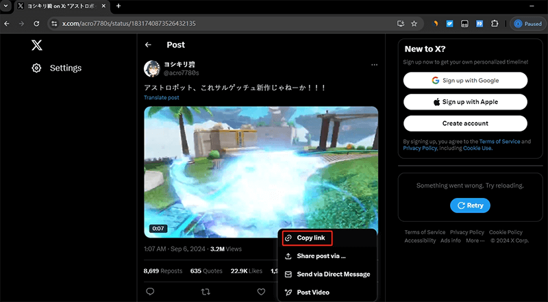 copy twitter video url