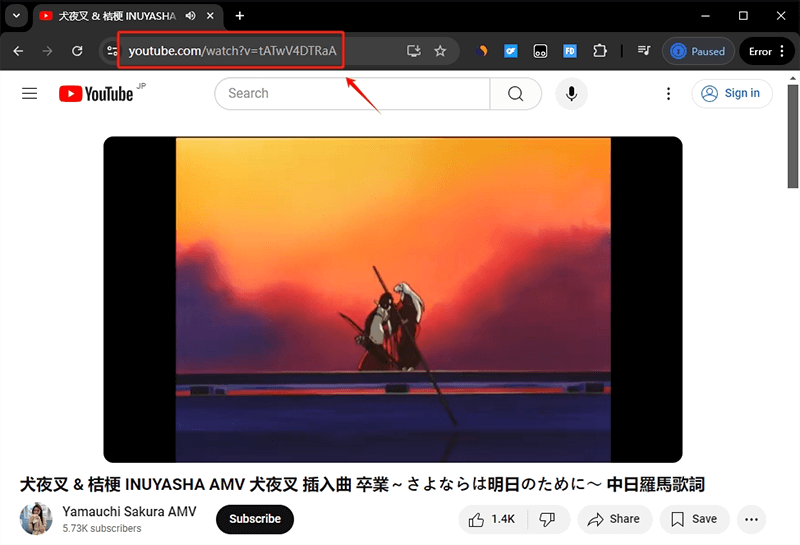 copy youtube video url