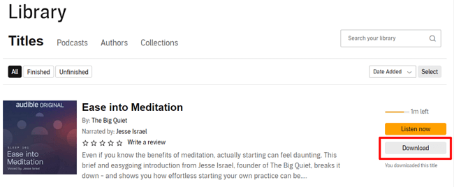 télécharger le livre audible depuis le site web