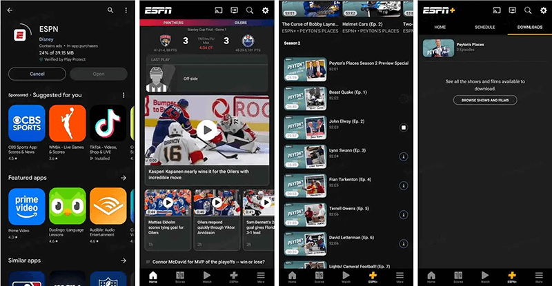 espn plus video via app herunterladen