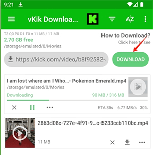 download kick video mobile