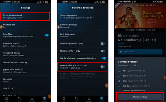 télécharger prime video sur carte sd