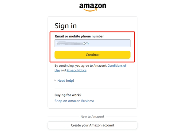login amazon account
