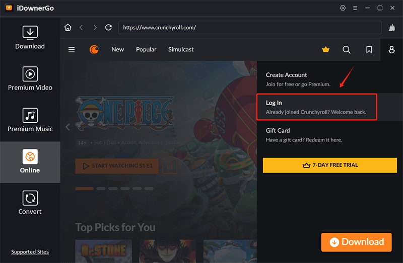 login crunchyroll account