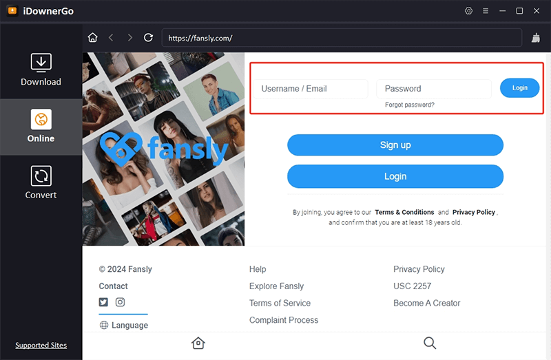 se connecter au compte fansly