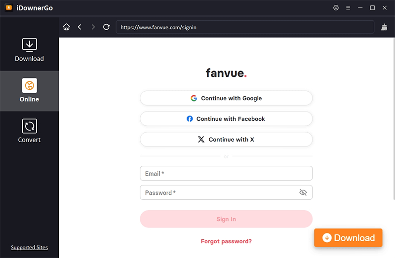 login fanvue account