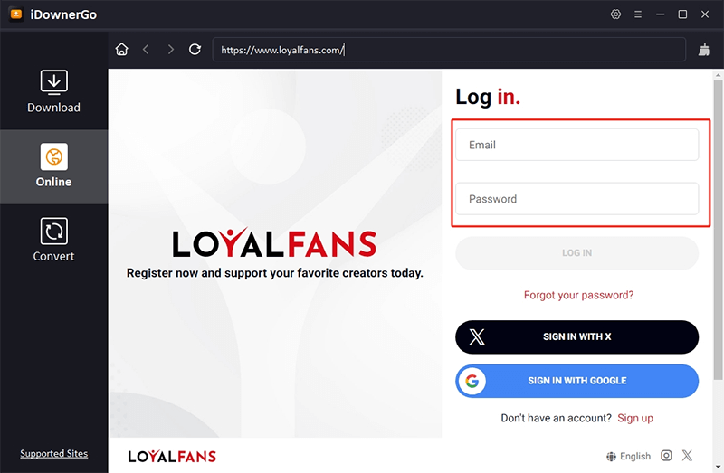 login loyalfans account