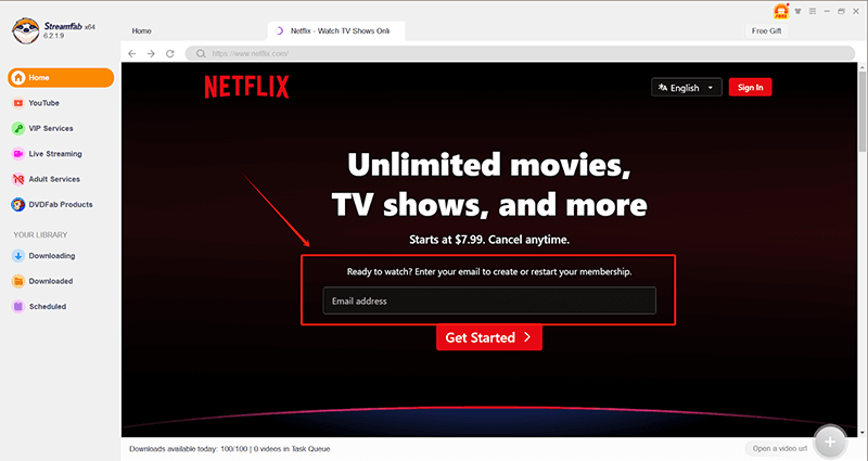 login netflix in streamfab