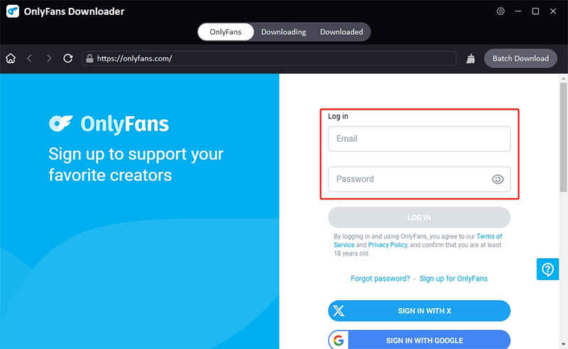 login onlyfans account