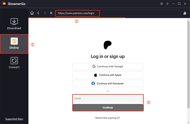 Bei Patreon-Konto anmelden