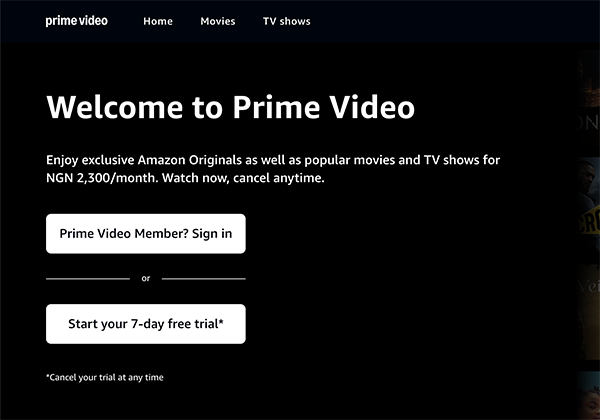 login prime video