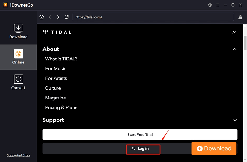 login tidal account