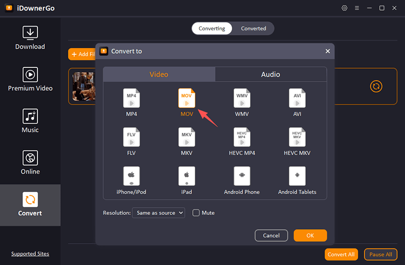 MP4 zu MOV idownergo