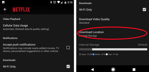 netflix mobile app setting