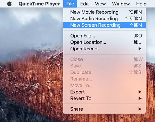 quicktime player screen recording