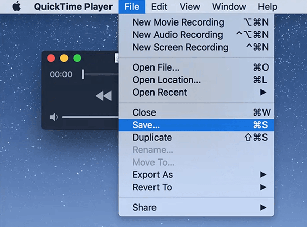 sauvegarder la vidéo avec quicktime player