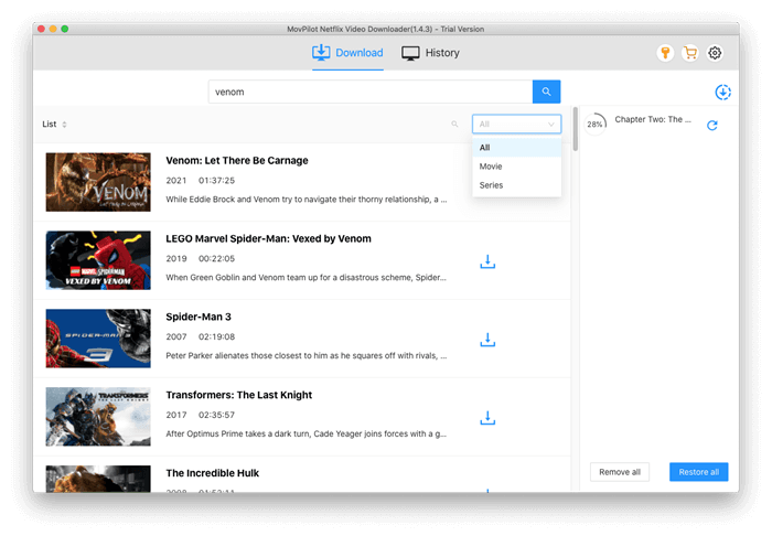 search for netflix movpilot