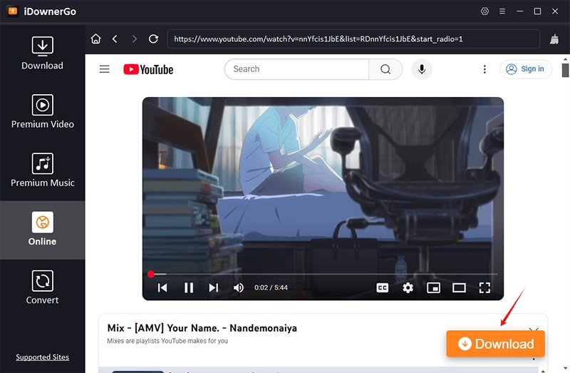 search for youtube video