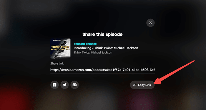 partager le lien amazon music