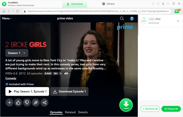 commencer le téléchargement de prime video avec tuneboto